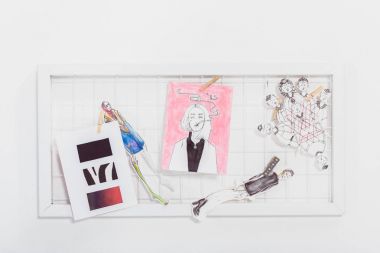 Mood board with fashion sketches and illustrations clipart