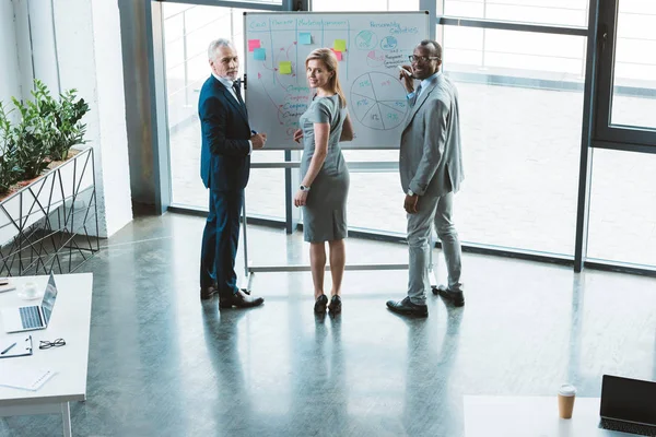 High Angle View Multiethnic Business People Smiling Camera While Working — Stock Photo, Image