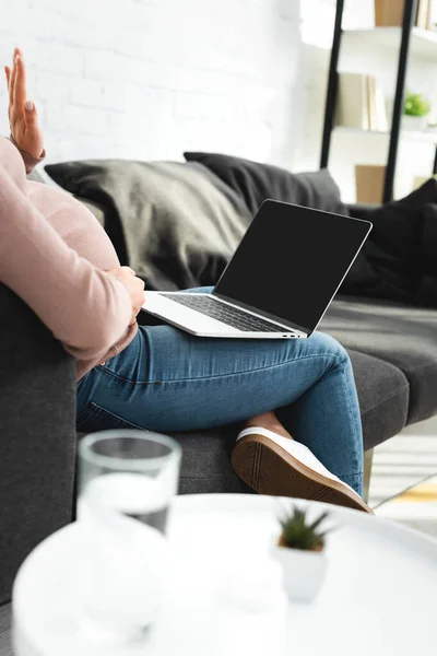 Bijgesneden Weergave Van Zwangere Vrouw Die Online Overleg Met Arts — Stockfoto