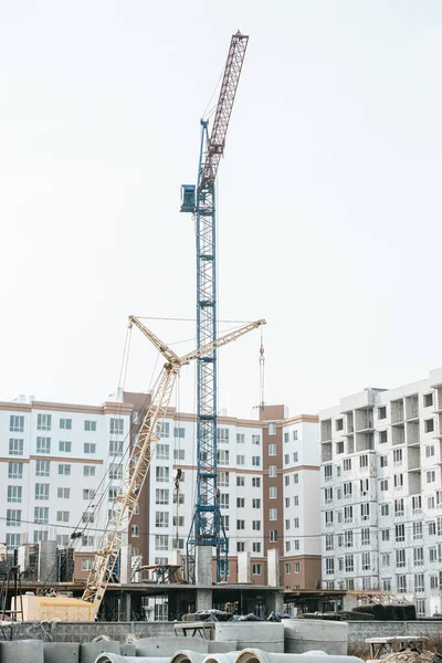 Estaleiro Construção Com Maquinaria Pesada Com Céu Fundo — Fotografia de Stock