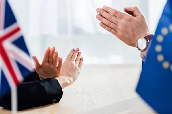 Cropped View Diplomat European Union Praying Hands Ambassador United Kingdom — Stock Photo, Image