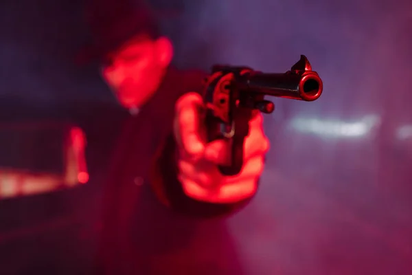 Selektivt Fokus Pistol Handen Farlig Man — Stockfoto