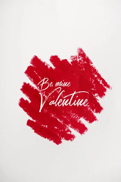 Draufsicht Auf Rot Gezeichneten Strich Mit Meinen Valentine Buchstaben Isoliert — Stockfoto