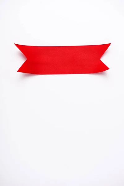 Top View Red Satin Ribbon White Copy Space — Stock Photo, Image