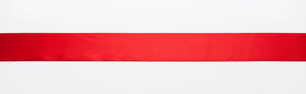 Panoramic Shot Flat Satin Ribbon Isolated White — Stock Photo, Image