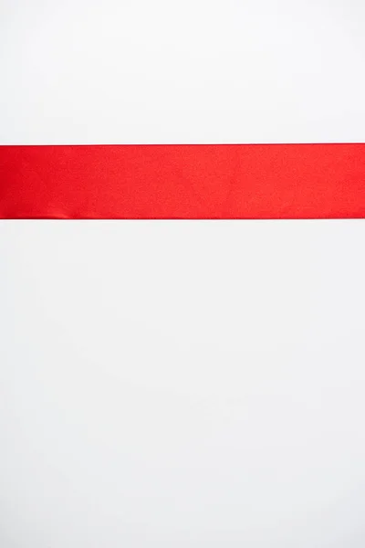 Top View Flat Red Ribbon Isolated White — Stock Photo, Image