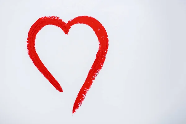 Red Drawn Heart Isolated White Copy Space — Stock Photo, Image