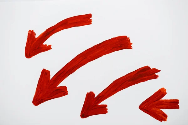 Red Drawn Directional Arrows White — Stock Photo, Image