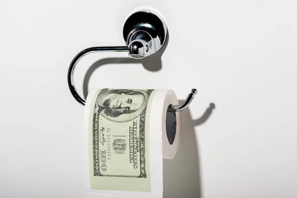 Toilet Paper Dollar Banknote Shadow White — Stock Photo, Image