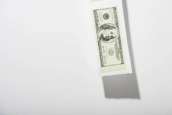 Toilet Paper Dollar Banknote White Copy Space — Stock Photo, Image