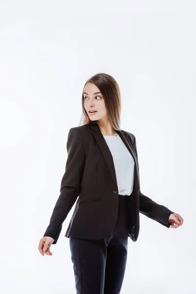 Confident Businesswoman Suit Looking Away Isolated White — Stock Photo, Image