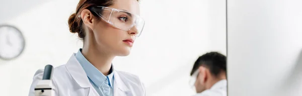 Panoramic Shot Molecular Nutritionists Using Computer Lab — Stock Photo, Image