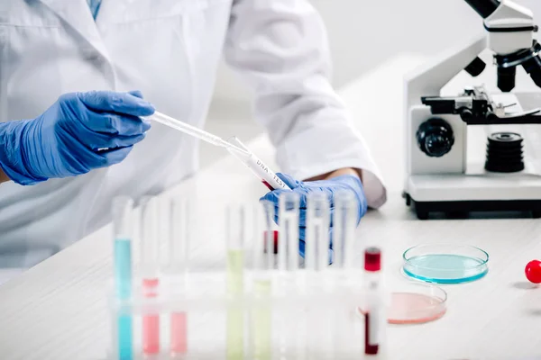 Cropped View Genetic Consultant Doing Dna Test Lab — Stock Photo, Image
