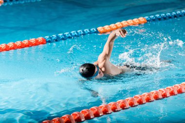 handsome swimmer training in swimming pool  clipart