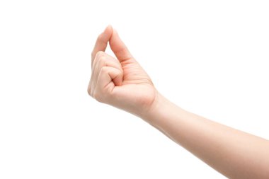 Beyaz üzerinde izole edilmiş meditasyon hareketi gösteren bir kadın görüntüsü. 