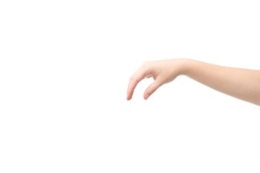 cropped view of woman showing hold gesture isolated on white  clipart