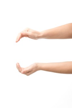 Kırpılmış kadın görüntüsü beyaz üzerinde izole hareket gösteriyor.