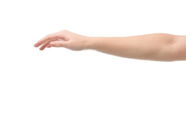 Uzanmış elleri beyaz tenli bir kadın görüntüsü
