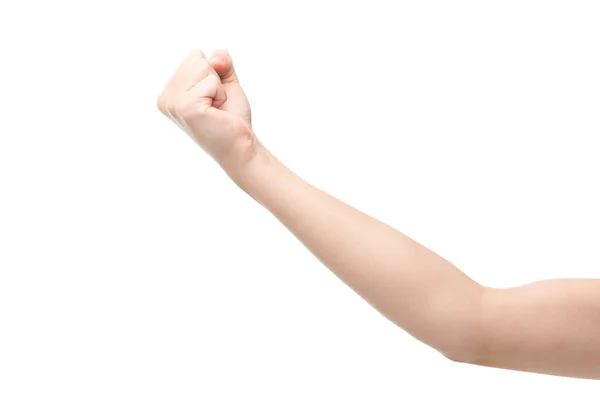 Cropped View Woman Showing Fist Isolated White — Stock Photo, Image