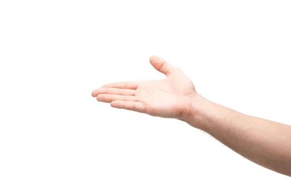 Cropped View Man Pointing Hand Isolated White — Stock Photo, Image
