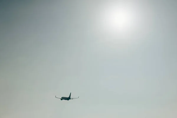 Silhouette Airplane Sky Sun — Stock Photo, Image