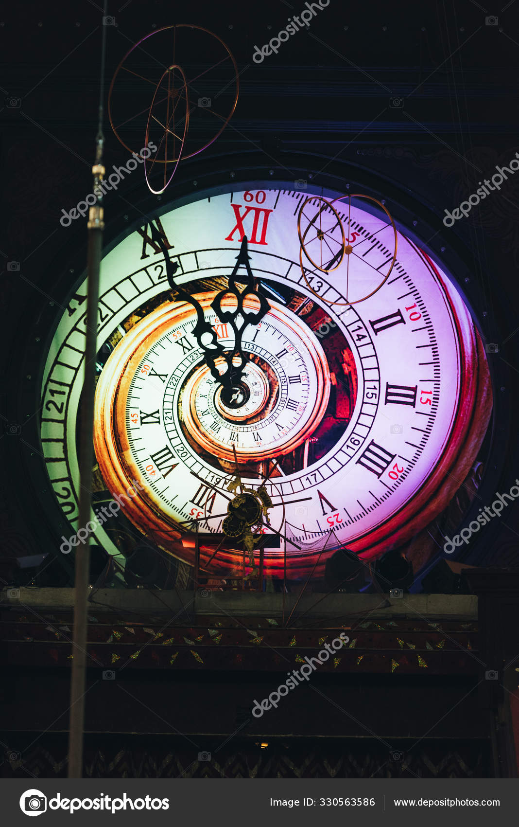 Vintage Wall Clock Lighting Circus — Stock Photo © AndrewLozovyi 330563586