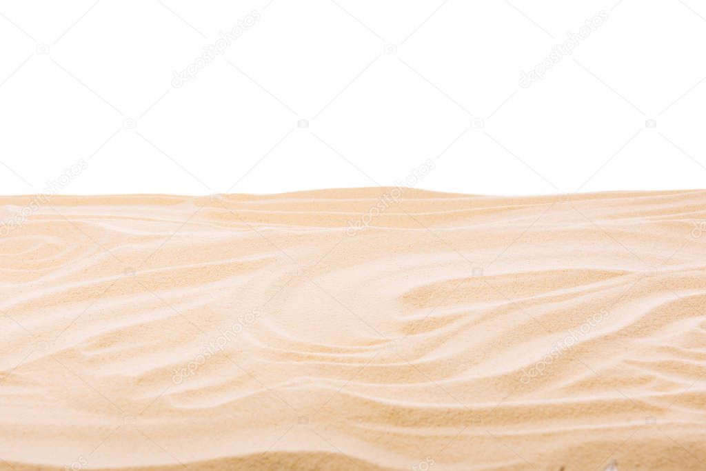 Textured sand on white background with copy space