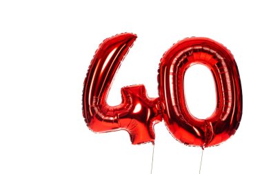 40 numaralı kırmızı balon beyazda izole edildi.
