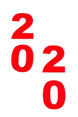 Üst görünüm kırmızı 2020 numara beyaz üzerinde izole