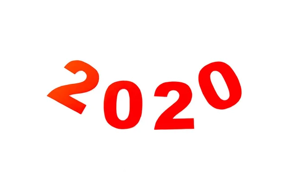 Top View Red 2020 Number Isolated White — Stock Photo, Image