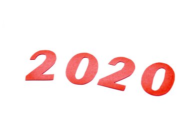 Renkli kırmızı numara 2020 beyaz üzerine izole