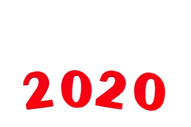 2020 sayılı renkli kırmızı görünüm beyaz üzerine izole