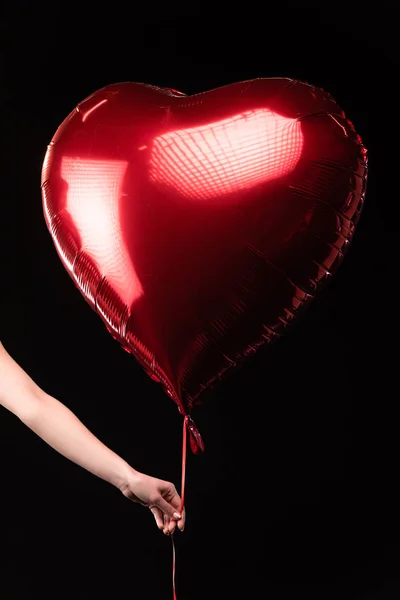 Ausgeschnittene Ansicht Einer Frau Mit Herzförmigem Ballon Februar Isoliert Auf — Stockfoto