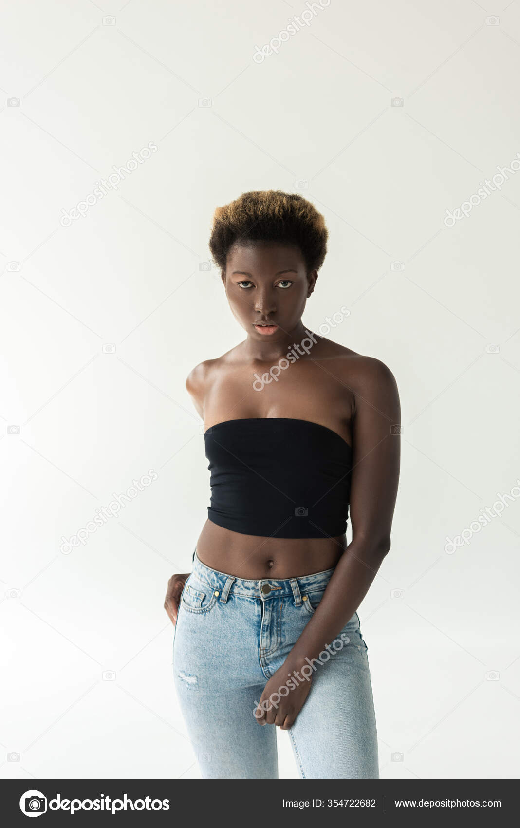 Attractive African American Girl Jeans Black Top Isolated Grey Stock Photo by ©AndrewLozovyi 354722682 Attractive African American Girl Jeans Black Top Isolated Grey Stock Photo by ©AndrewLozovyi 354722682