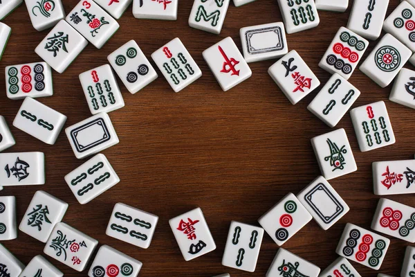 Kyiv Ukraine Januari 2019 Frame Van Witte Mahjong Game Tegels — Stockfoto