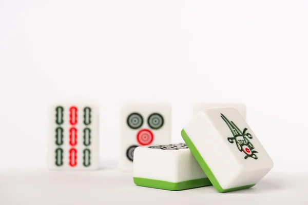 Kyiv Ukraine Ιανουαριου 2019 Επιλεκτική Εστίαση Πλακιδίων Παιχνιδιών Mahjong Πινακίδες — Φωτογραφία Αρχείου