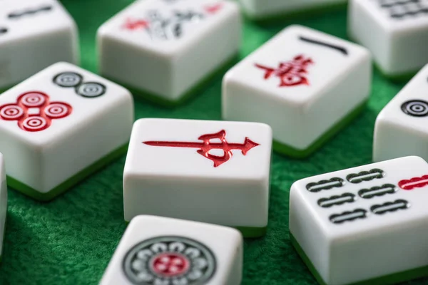 Kyiv Ukraine January 2019 Selektivt Fokus Hvite Mahjong Fliser Med – stockfoto