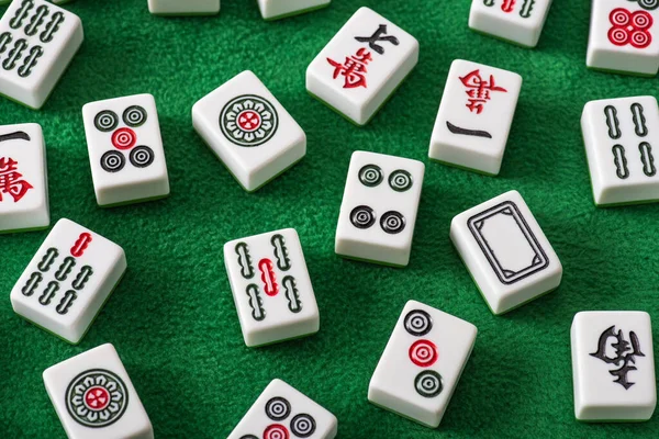 Kyiv Ukraine January 2019 Top View White Mahjong Game Tiles — Stock Photo, Image