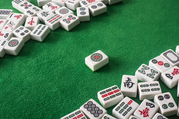 Kyiv Ukraine Janvier 2019 Carreaux Jeu Mahjong Blanc Avec Signes — Photo