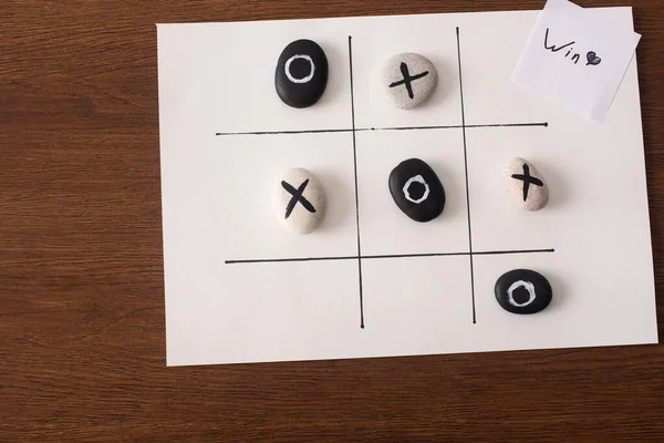 Top View Tic Tac Toe Game Stones Marked Naughts Crosses — Stock Photo, Image