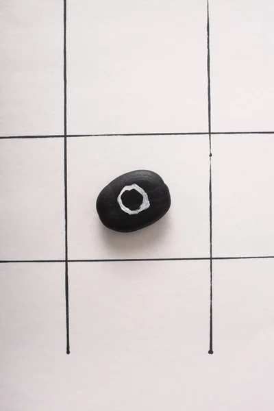 Top View Tic Tac Toe Game Black Pubble Marked Naught — Stock Photo, Image