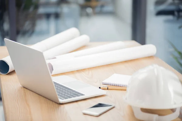 Architect equipment and digital devices — Stock Photo