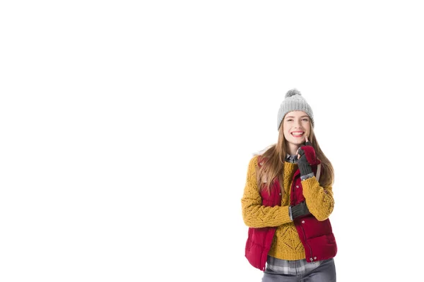 Lächelnde Frau in Winterkleidung — Stockfoto