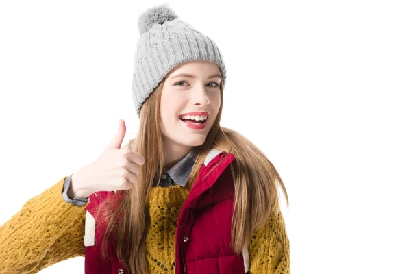 Woman showing thumb up — Stock Photo