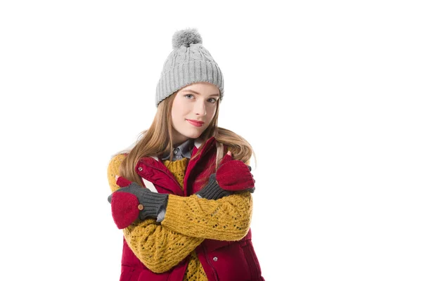 Giovane donna in abiti invernali — Foto stock