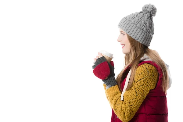 Girl drinking coffee — Stock Photo