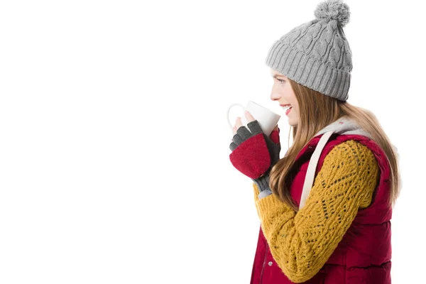 Fille avec tasse sur le café — Photo de stock