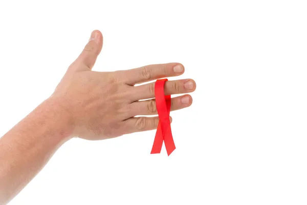 Man holding aids ribbon — Stock Photo