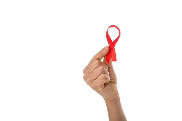 Man holding aids ribbon — Stock Photo