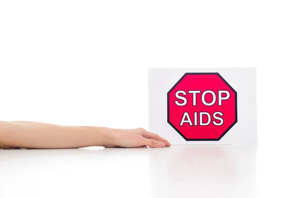Cadáver cerca de stop aids banner - foto de stock